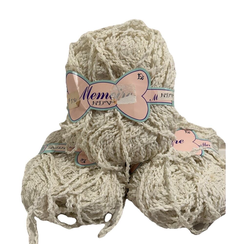 Vtg Hamanaka Japan NOLE DANS VILLAGE Paper Twist Yarn 40g Lot of 3 Memoire White